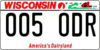 WI license plate 005ODR