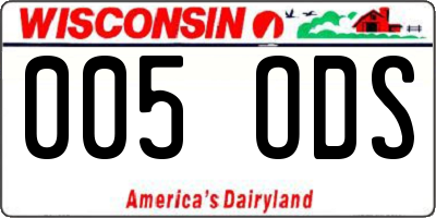WI license plate 005ODS
