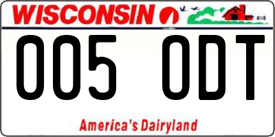 WI license plate 005ODT
