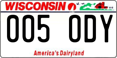 WI license plate 005ODY