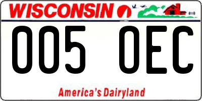 WI license plate 005OEC