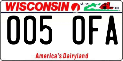 WI license plate 005OFA