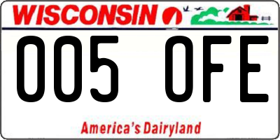 WI license plate 005OFE