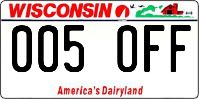 WI license plate 005OFF