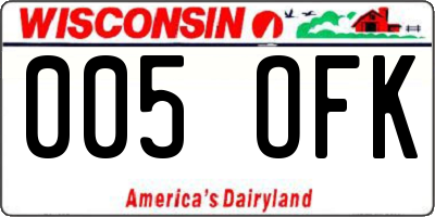 WI license plate 005OFK