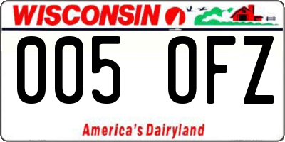 WI license plate 005OFZ
