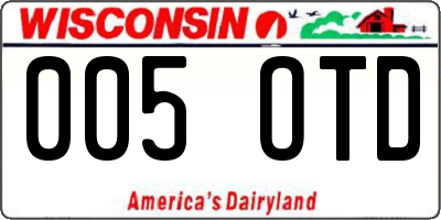 WI license plate 005OTD