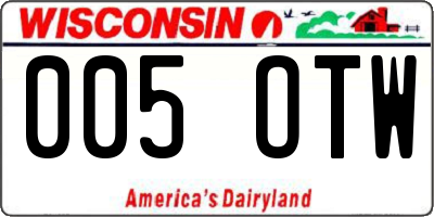 WI license plate 005OTW