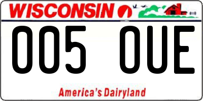 WI license plate 005OUE