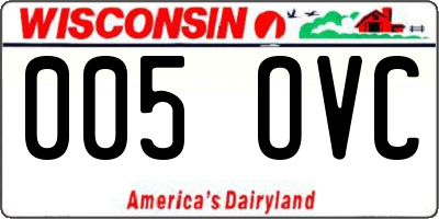 WI license plate 005OVC