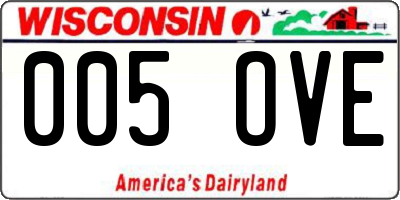 WI license plate 005OVE