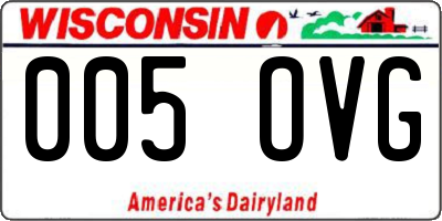 WI license plate 005OVG