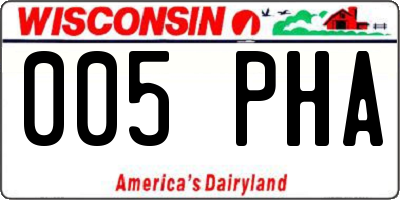 WI license plate 005PHA