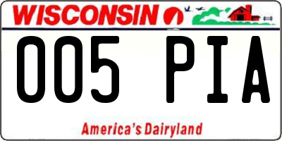 WI license plate 005PIA
