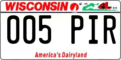 WI license plate 005PIR