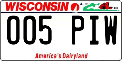 WI license plate 005PIW