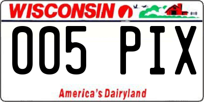 WI license plate 005PIX