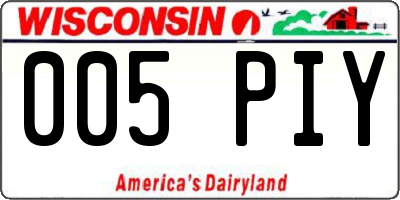 WI license plate 005PIY