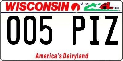 WI license plate 005PIZ
