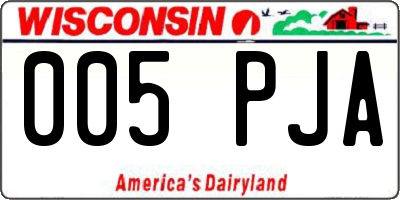 WI license plate 005PJA