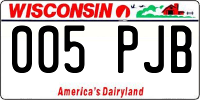 WI license plate 005PJB