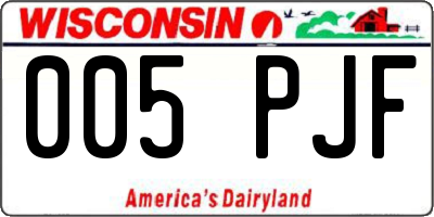 WI license plate 005PJF