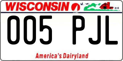 WI license plate 005PJL
