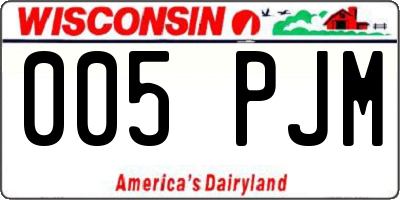 WI license plate 005PJM