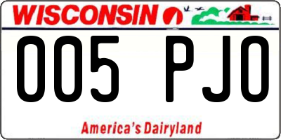WI license plate 005PJO