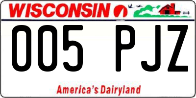 WI license plate 005PJZ