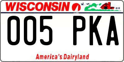 WI license plate 005PKA