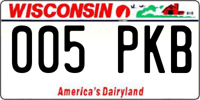 WI license plate 005PKB