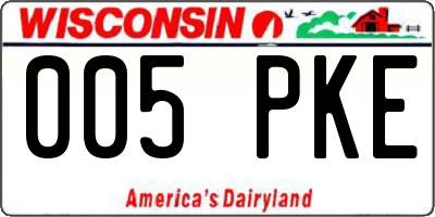 WI license plate 005PKE