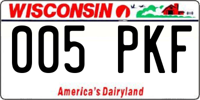 WI license plate 005PKF