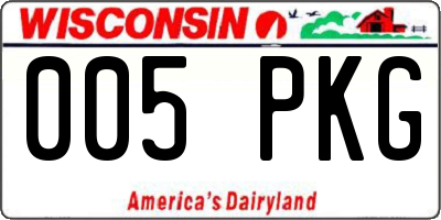WI license plate 005PKG