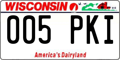 WI license plate 005PKI