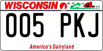 WI license plate 005PKJ