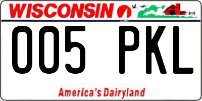 WI license plate 005PKL