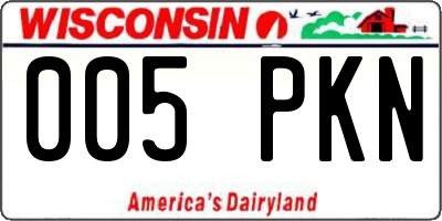 WI license plate 005PKN