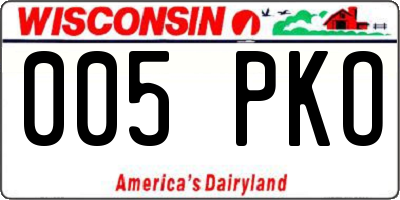 WI license plate 005PKO