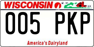 WI license plate 005PKP