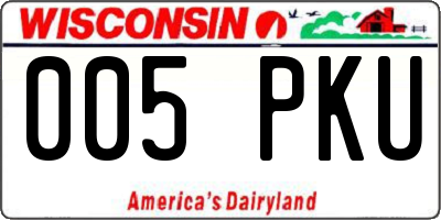 WI license plate 005PKU