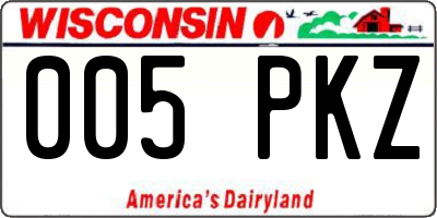 WI license plate 005PKZ
