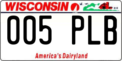 WI license plate 005PLB