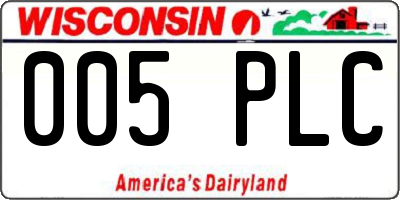 WI license plate 005PLC