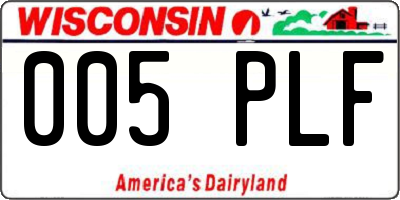WI license plate 005PLF