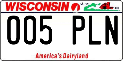WI license plate 005PLN