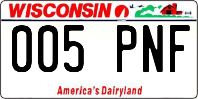 WI license plate 005PNF