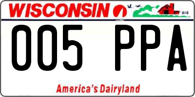 WI license plate 005PPA
