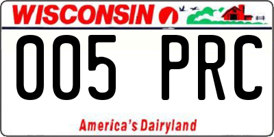 WI license plate 005PRC